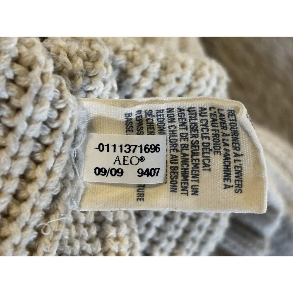 Y2K American Eagle Outfitters White Shawl Collar Knit Sweater Size L